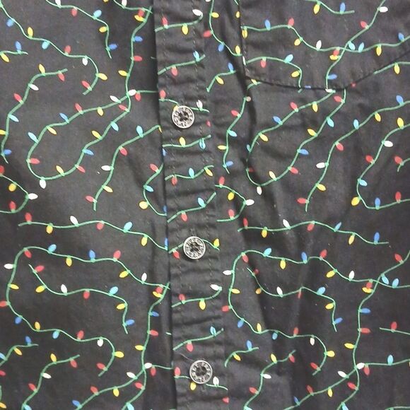 🩷FREE PLANET BOYS Size 5 Holiday Dress Button Up Shirt Black/Multi - Picture 2 of 10